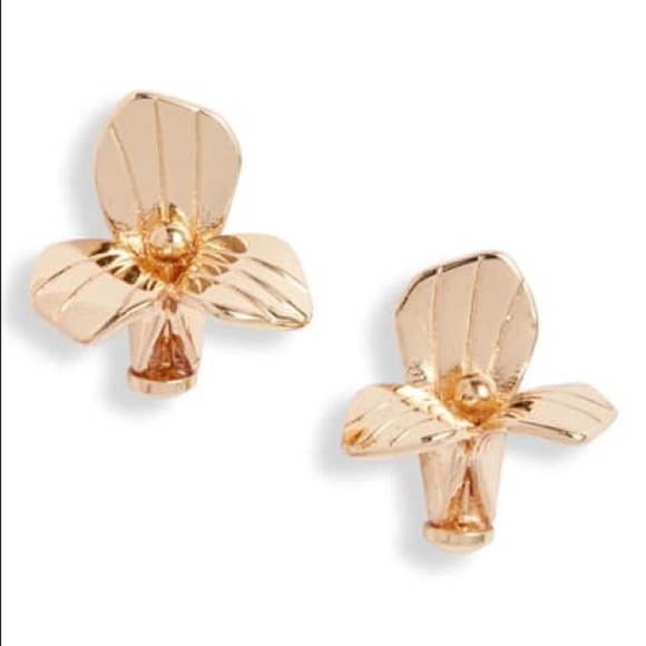Lele Sadoughi Jewelry - Lele Sadoughi Trillion Gold Floral Studs